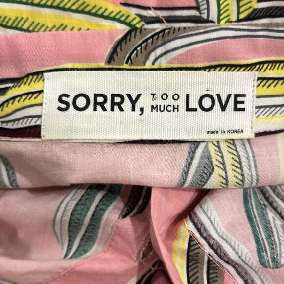 Sorry, Too Much Love Saguaro Cactus Print Cotton Shirt Dress With Belt - Pink XL - Picture 8 of 12